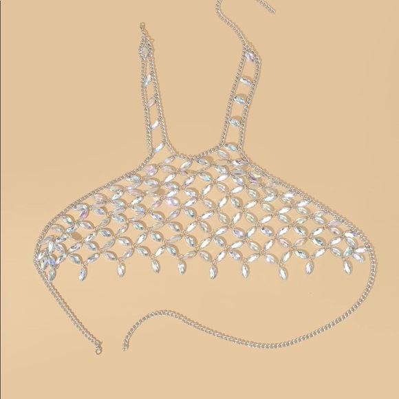 Rhinestone Body Jewelry Halter Top Overlay - Picture 2 of 2